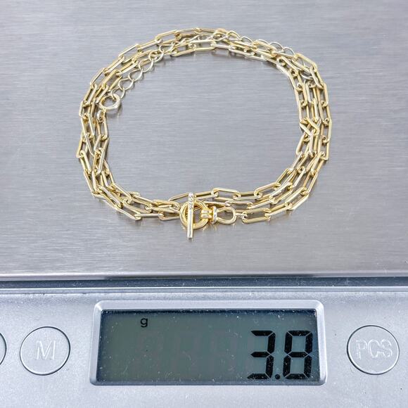 Vintage Gold-Tone Sterling Silver Paperclip Chain Necklace | Adjustable 16”-18" - Picture 6 of 6